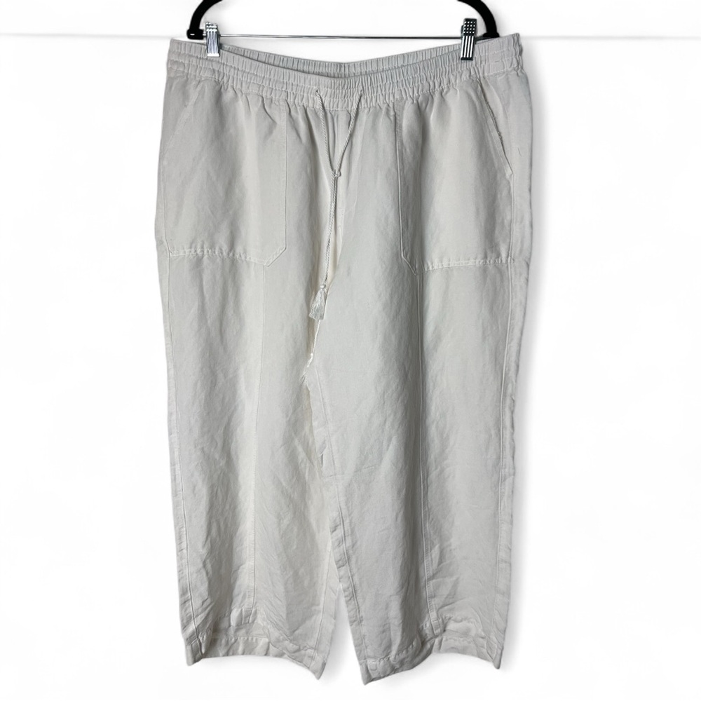 Lane Bryant Womens Linen Blend Pants Plus Size Elastic Waist Drawstring Sz 18/20